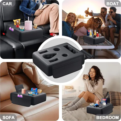 Miniatura 3 de Portavasos de auto mejorado 2026, 8 en 1, soporte para tazas de asiento trasero para automóvil, organizador de asiento trasero de cuero sintético