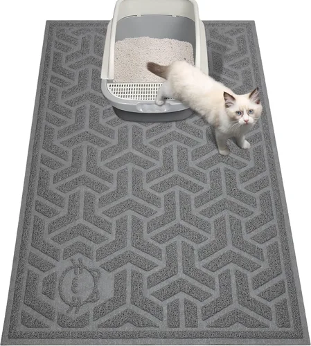 UPSKY Tapete de arena para gatos, tapete suave para patas de gatito, tapete grande para caja de arena de 35 x 24 pulgadas, control de dispersión