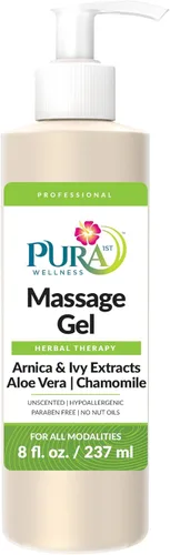 Herbal Therapy - Gel de masaje de 8 onzas líquidas, aloe vera, profesional, terapia de masaje, tejido profundo, sin perfume, hipoalergénico,