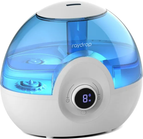 raydrop Humidificadores de 2.2L para dormitorio, humidificadores de niebla fría con temporizador, perilla digital, humidificador pequeño silencioso