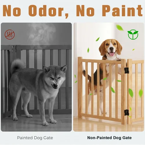 Miniatura 3 de YOCAN Puertas independientes de madera no pintadas para perros, para la casa, puertas, escaleras, vallas de madera para perros para interiores