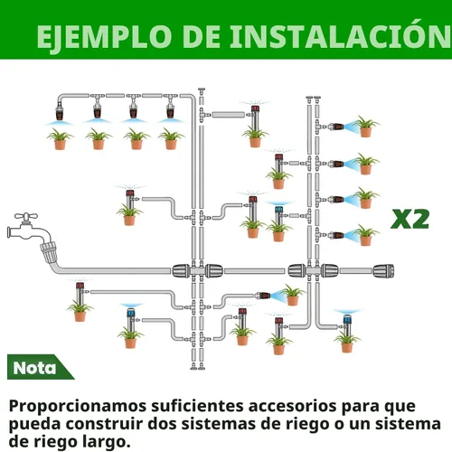Miniatura 3 de Maotong Kit de Sistema de Riego por Goteo de 240 Pies, Sistema Automático de Riego y Nebulización de Jardín para Invernadero, Patio, Césped, Plantas