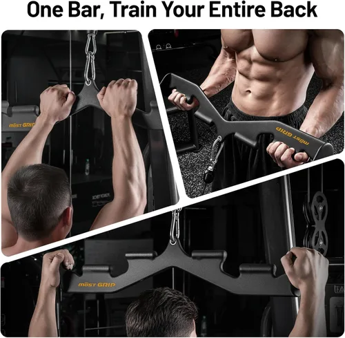 Miniatura 3 de Barra de tracción dorsal MOST GRIP con 6 asas ergonómicas, accesorios de tracción dorsal de agarre neutral para entrenamiento de toda la espalda