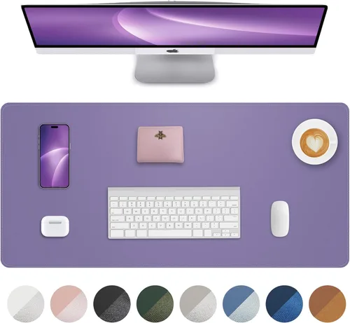 Miniatura 45 de Tapete protector para escritorio y mouse, antideslizante, de piel sintética, tapete impermeable de escritura para laptop, para oficina y hogar