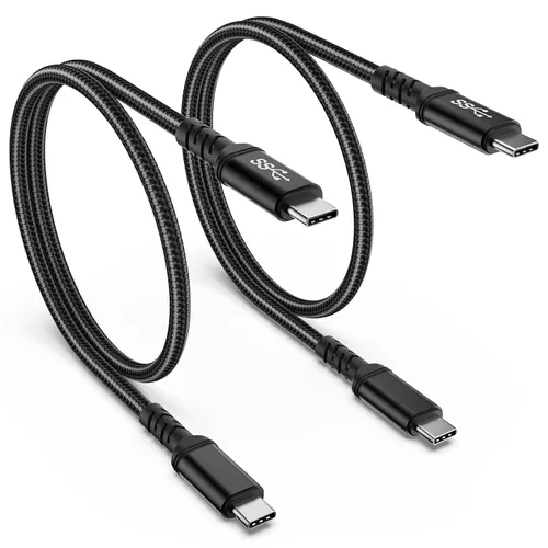 Cable corto USB C a USB C, cargador USB 3.0 tipo C de 1.5 pies, carga rápida, transferencia de datos de 5 Gbps, cable trenzado compatible con iPhone