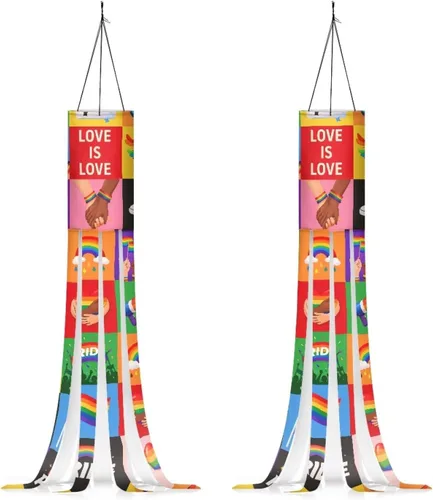 Miniatura 32 de Binienty 4th of July Winsock Patriotic Outdoor Decor Wind Socks Hanging Flag Welcome Home Decoration Party Yard Hanging Windsock, 2 Pcs Set Decor