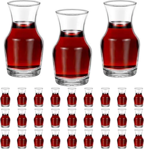 Miniatura 12 de Remagr Paquete de 3 Jarras de Vino de Vidrio de Una Sola Porción Pequeñas Mini Jarras Decantador de Vino Individual de Repuesto para Cenas, Fiestas