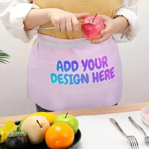 Miniatura 266 de AXKEUDO Delantal personalizado con bolsillos, delantales de cintura para camarera para cocinar en casa, restaurante, servir trabajo