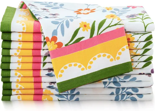 Miniatura 57 de Fingercraft - Juego de 12 servilletas de tela de mezcla de algodón y lino, con estampado, perfecta para fiestas, cenas, bodas, cócteles y Navidad