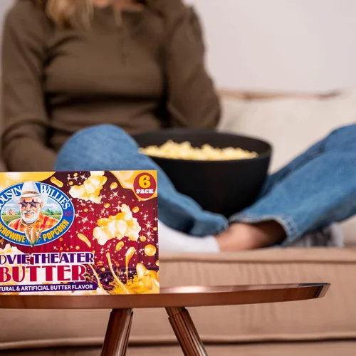 Miniatura 6 de Cousin Willie's Bolsas de palomitas de maíz para microondas, mantequilla de cine (8 cajas, 48 bolsas) cajas de palomitas gourmet para fiestas