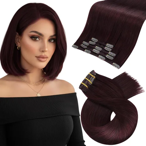 Miniatura 95 de Moresoo Extensiones de cabello humano Remy con clip, color rubio platino, extensiones de cabello humano real de doble trama, color rubio #60, 18