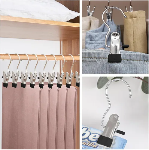Miniatura 3 de 10 perchas modernas de acero inoxidable metálico para ahorrar espacio con gancho, plata o gris