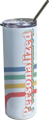 Miniatura 28 de Come On Babe Let's Go Party – Personalizar con nombre – Vaso de viaje de acero inoxidable blanco de 20 onzas con popote – Aislamiento al vacío