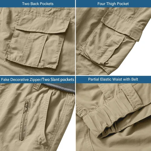 Miniatura 3 de linlon Pantalones cargo de senderismo ligeros de secado rápido para hombre con 8 bolsillos