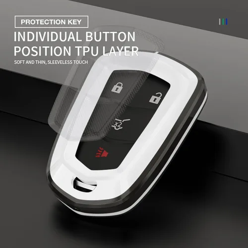 Miniatura 6 de RYE Para Cadillac Key Fob Cover, Cadillac Accesorios TPU+Aleación De Zinc Llavero Para Cadillac Escalade ATS CTS STS SRX XT5 CT6 Llave Inteligente