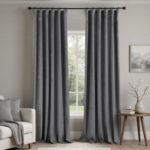 Miniatura 17 de Cortinas de terciopelo con trabilla trasera de 52 x 63 pulgadas de color naranja quemado de KOUFALL