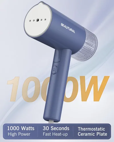 Miniatura 2 de BEAUTURAL Vaporizador para ropa, removedor de arrugas portátil de ropa, calentamiento rápido de 30 segundos, plegable y de mano, solo 120 V