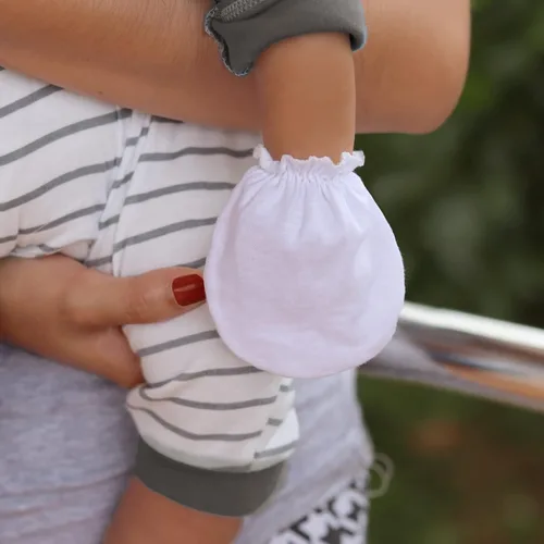 Miniatura 5 de RATIVE Guantes de algodón para recién nacido, antiarañazos, para niños y niñas de 0 a 6 meses