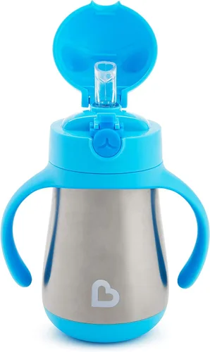 Miniatura 5 de Munchkin Cool Cat - Vaso para beber con popote para niños pequeños, vaso con popote de acero inoxidable, 8 onzas, azul