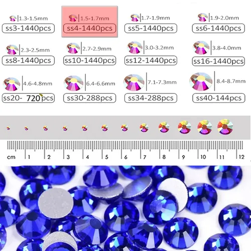 Miniatura 5 de Dowarm 1440 diamantes de imitación SS4 con parte trasera plana, diamantes de imitación de cristal con parte trasera plana de 0.069 pulgadas
