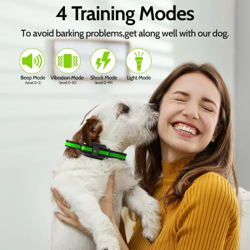 Miniatura 3 de Collar eléctrico de entrenamiento para perros con 4 modos de entrenamiento y control remoto recargable, rango impermeable de 3300 pies para perros