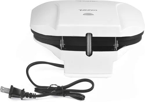 Miniatura 4 de Courant Parrilla eléctrica clásica de 2 porciones para interiores y prensa Panini, parrilla de contacto, color blanco