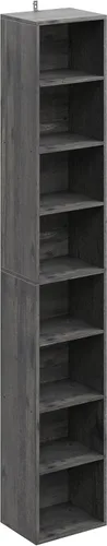 Miniatura 11 de IRONCK Estantería alta y estrecha de 8 niveles, estantería de esquina compacta, fácil de combinar para sala de estar, oficina, estudio, dormitorio
