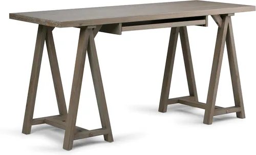 Miniatura 32 de Simpli Home - Sawhorse - Mesa de centro, color castaño oscuro., Pino, Distressed Grey