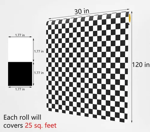 Miniatura 7 de Decotalk Papel Tapiz a Cuadros Despegar y Pegar para Salpicadero de Cocina Papel de Pared Blanco y Negro Decoración de Tablero de Ajedrez