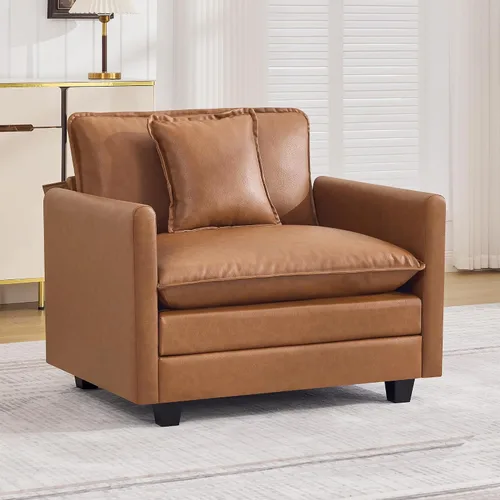 Miniatura 43 de Otomán de Sofá Moderno de Chenille Nube de 35'', Otomán Rectangular para Sofá Seccional Modular, Beige