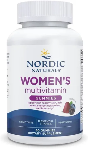 Nordic Naturals Gomitas Multivitamínicas para Mujeres, Mezcla de Bayas - 60 Gomitas - Apoyo para Piel Saludable, Cabello, Huesos, Energía e