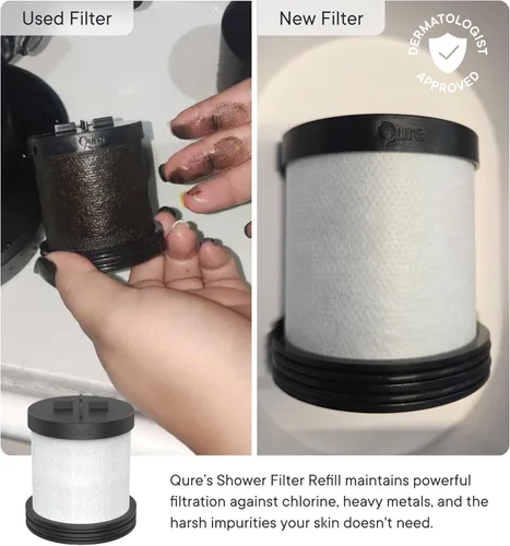 Miniatura 2 de Qure Skincare - Repuesto de filtro de ducha - Cartucho de repuesto para ducha, 99% de reducción de cloro, probado clínicamente, blanco, suministro