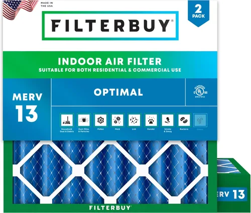 Miniatura 33 de Filterbuy Filtro de aire MERV 13 de 8 x 14 x 1 pulgadas, protección óptima contra el humo y la alergia (paquete de 2), filtros electrostáticos