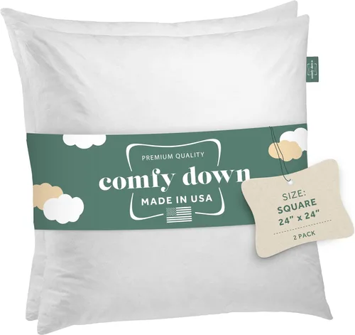 Miniatura 11 de ComfyDown Cojín de 12 x 12 pulgadas, relleno de plumas y plumas, funda 100% algodón, fabricada en Estados Unidos, funda de almohada decorativa suave