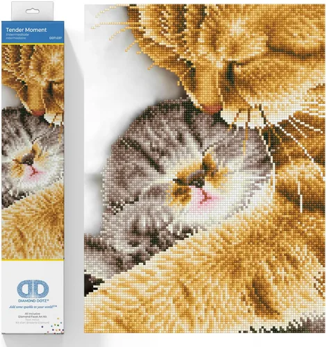 DIAMOND DOTZ Tender Moment Cats - Kits de pintura de diamantes para adultos, kits de arte de diamantes, un kit de manualidades creativo relajante