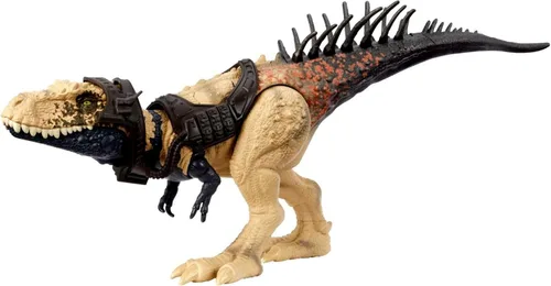 Miniatura 7 de Mattel Jurassic World Figura de acción de rastreadores gigantes, juguete de dinosaurio Mapusaurus con ataque de rabieta de mordida mega, espinas