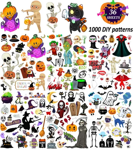 Miniatura 3 de Calcomanías de Halloween, recuerdos de fiesta de Halloween, 36 hojas de calcomanías navideñas, decoración de fiesta de Halloween, manualidades