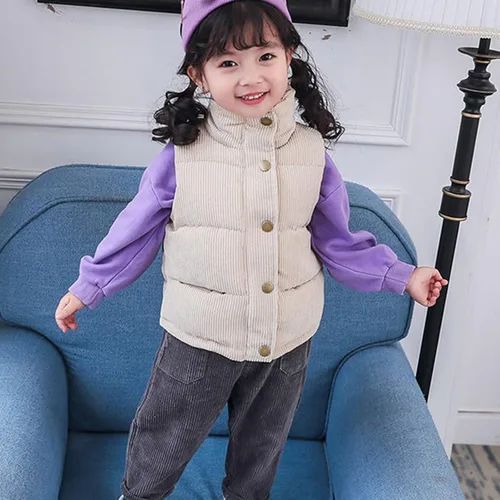 Miniatura 5 de Chaleco de forro polar mullido sin mangas para niños y niñas, abrigo con bolsillos para el pulgar
