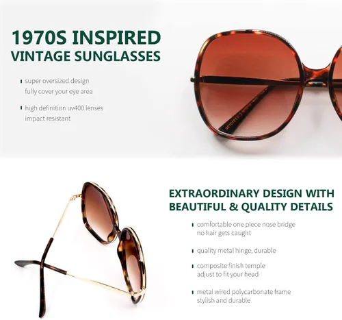 Miniatura 4 de Freckles Mark Gafas de sol cuadradas de gran tamaño de los años 70 para mujer, marco de plástico rectangular vintage