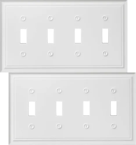 Miniatura 9 de OKAWYC Cubierta de Interruptor de Luz Triple Toggle Luca Placa de Pared Metálica, Paquete de 2 Blanco 3 Gang, Cubierta de Interruptor de Luz Placa