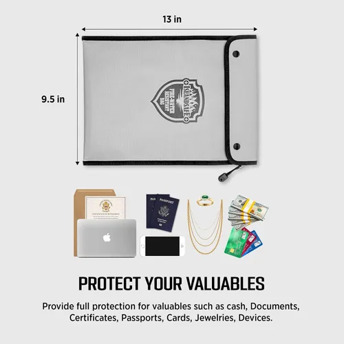 Miniatura 8 de Bolsa de documentos ignífuga, bolsillo impermeable con cierre de cremallera, bolsa de almacenamiento para objetos de valor, archivo de documentos A4