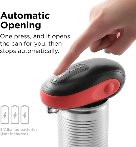 Miniatura 2 de Kitchen Mama Abrelatas eléctrico para llevar: un toque, parada automática, borde liso, elevación de tapa, seguridad, automático, magnético