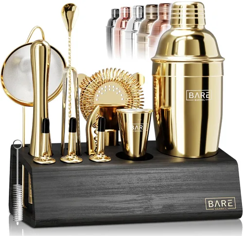 Miniatura 13 de BARE BARREL Mixology Bartender Kit Bar Set Juego de coctelera de 14 piezas Herramientas de mezcla de Martini Barware para el hogar Incluye 35