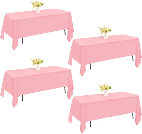 Miniatura 36 de Paquete de 4 manteles rectangulares de poliéster lavables de 60 x 102 pulgadas, color blanco, para mesas de comedor, bodas, bufés, fiestas
