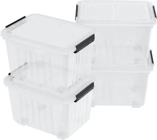 Miniatura 15 de Caja de almacenamiento transparente pequeña de 3.5 cuartos de galón con asa, pequeños contenedores de plástico con tapas, 6 paquetes