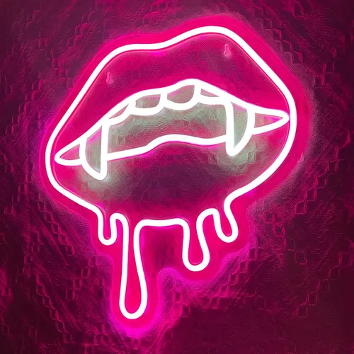 Miniatura 8 de Letrero de neón de labios, luz de neón de labios de Halloween para decoración de pared, letreros de neón LED grandes en forma de labio rojo