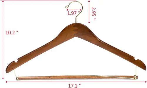 Miniatura 9 de Quality Hangers Perchas de madera hermosas y resistentes para trajes, perchas curvadas ideales para viajeros, perchas resistentes con barra