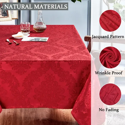 Miniatura 3 de Mantel rectangular de poliéster impermeable, resistente a las arrugas, lavable, mantel de tela diseño Jacquard