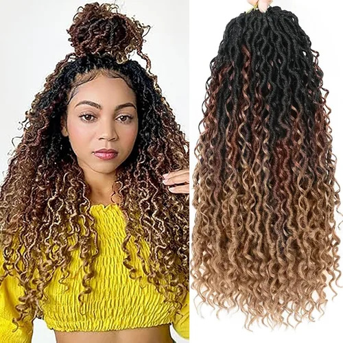 Miniatura 44 de Alicoco Goddess Locs Cabello de Ganchillo 12 Pulgadas 8 Paquetes Rastas Sintéticas de Ganchillo Para Mujeres Rastas Suaves Boho Pre-enrolladas River