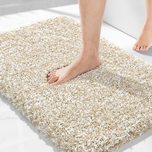 Miniatura 152 de Yimobra Alfombra de baño de felpa esponjosa, súper lanuda suave, cómoda, antideslizante, absorbente de agua, alfombra de baño de microfibra que se